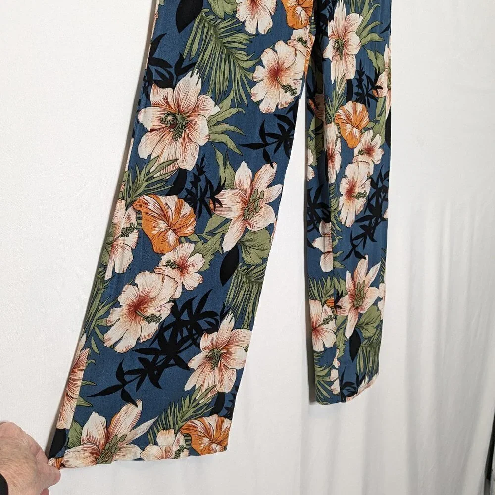 Girl's PEYTON BRE; Blue Floral Strapless Jumpsuit; Halter Strap; Size 14